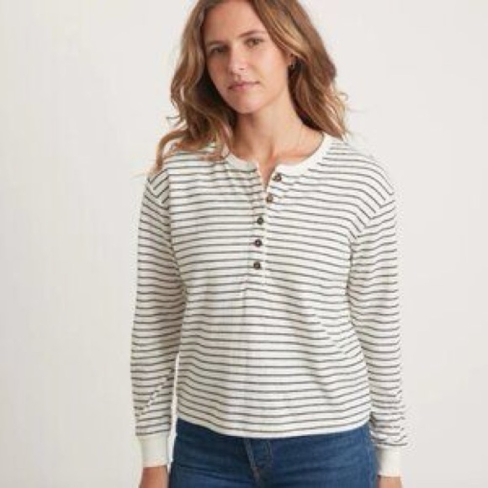 Marine Layer Knit Henley Striped Sweater